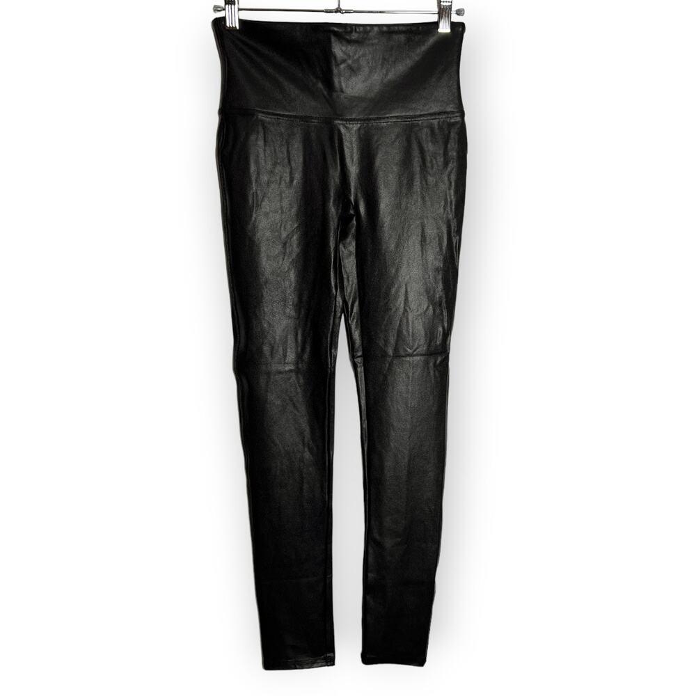 SPANX Faux Leather High Waisted Shaping Leggings Black Size M Athletic Pants